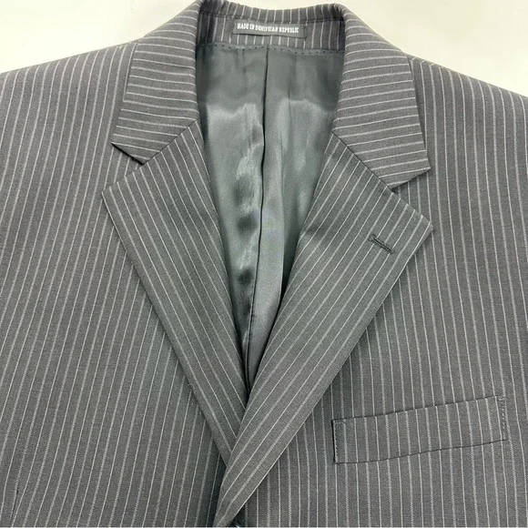 Andrew Fezza Worsted Wool Tonal Charcoal Gray Pinstripe Two-Piece Suit Mens 43S - Picture 7 of 15